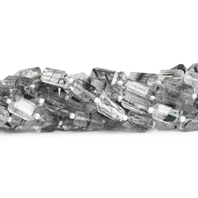 10x6mm Tourmalinated Quartz Faceted Nuggets 14 inch 30 beads