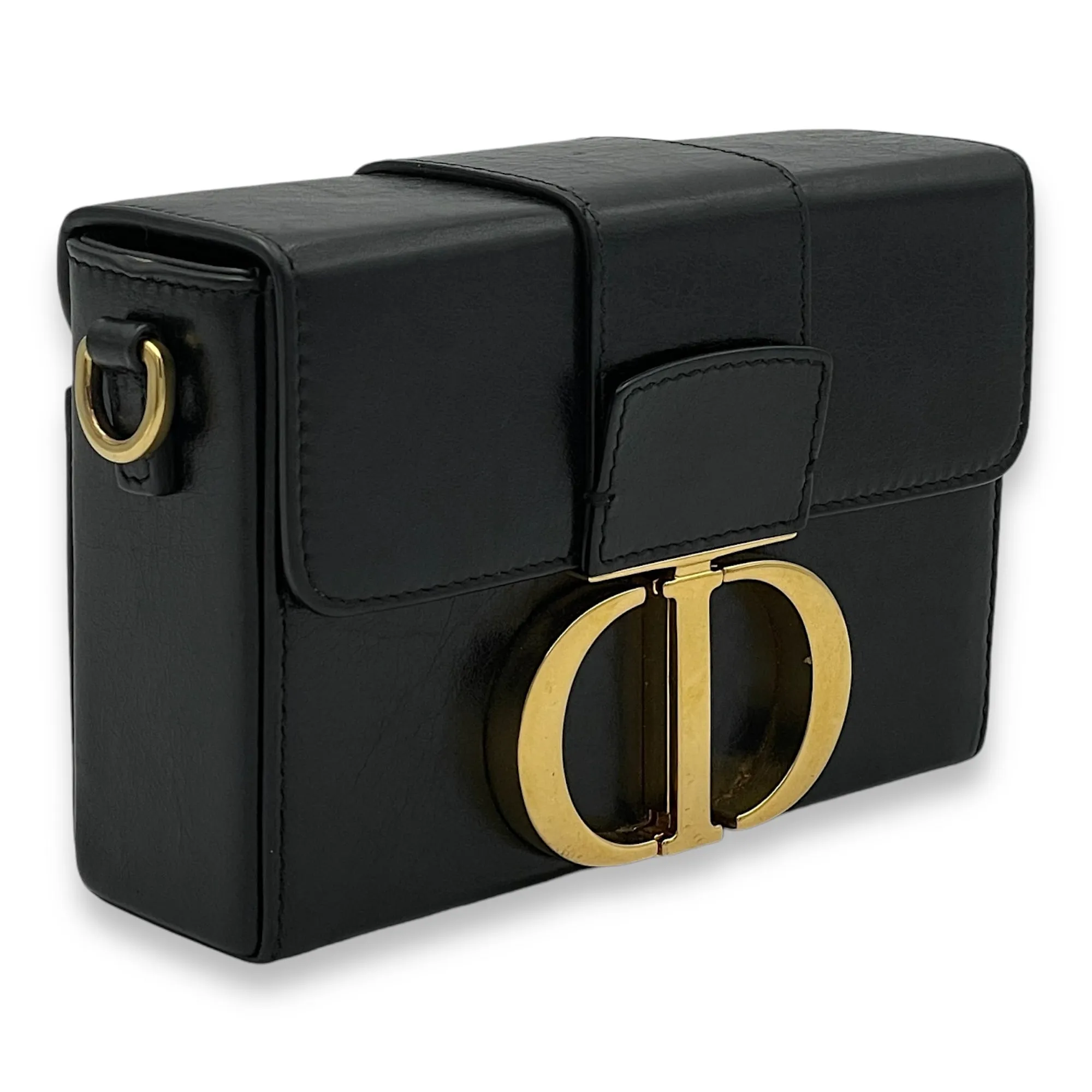 30 Montaigne Box Crossbody bag in Calfskin, Gold Hardware