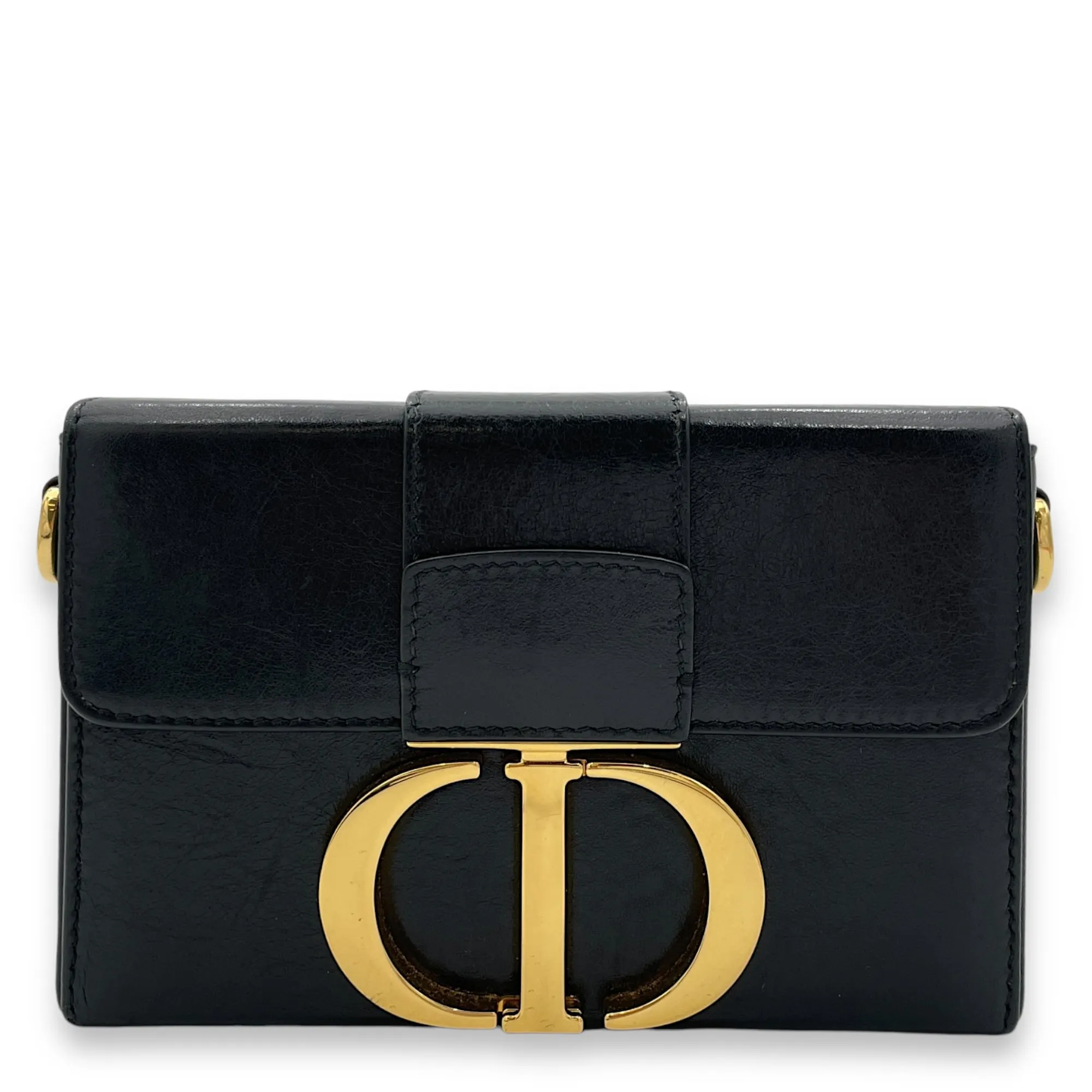 30 Montaigne Box Crossbody bag in Calfskin, Gold Hardware