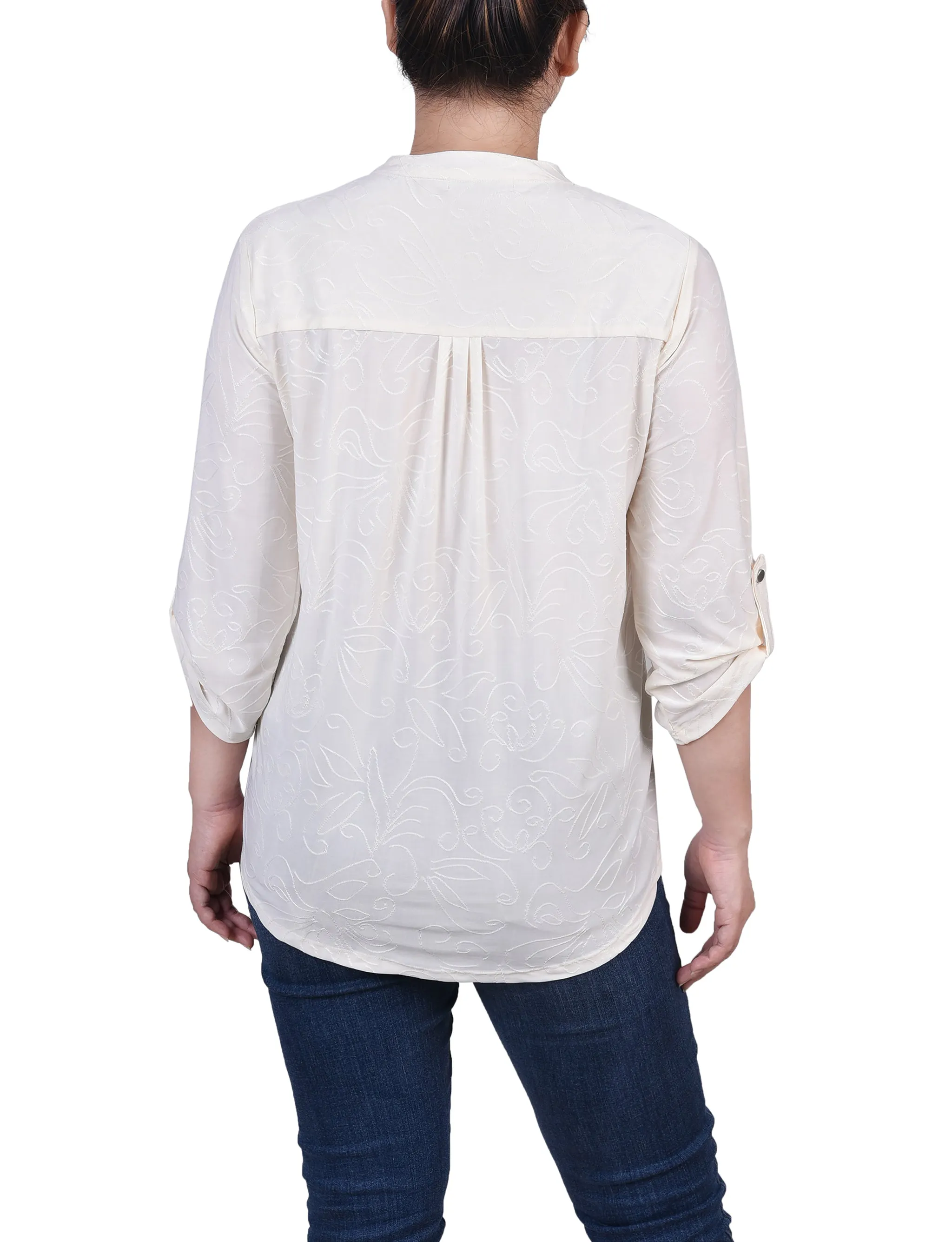 3/4 Roll Tab Pullover Top