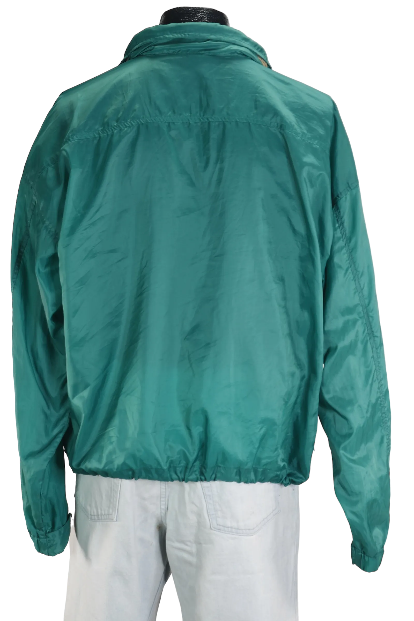 90s Sawyers Hide-a-Hood Teal Windbreaker      L