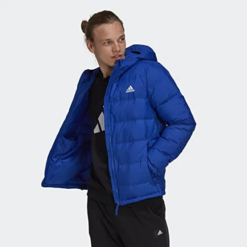 adidas mens Helionic Hooded Down Jacket Bold Blue X-Large