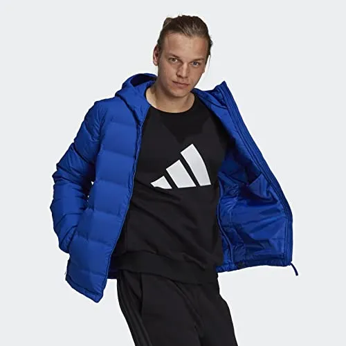 adidas mens Helionic Hooded Down Jacket Bold Blue X-Large