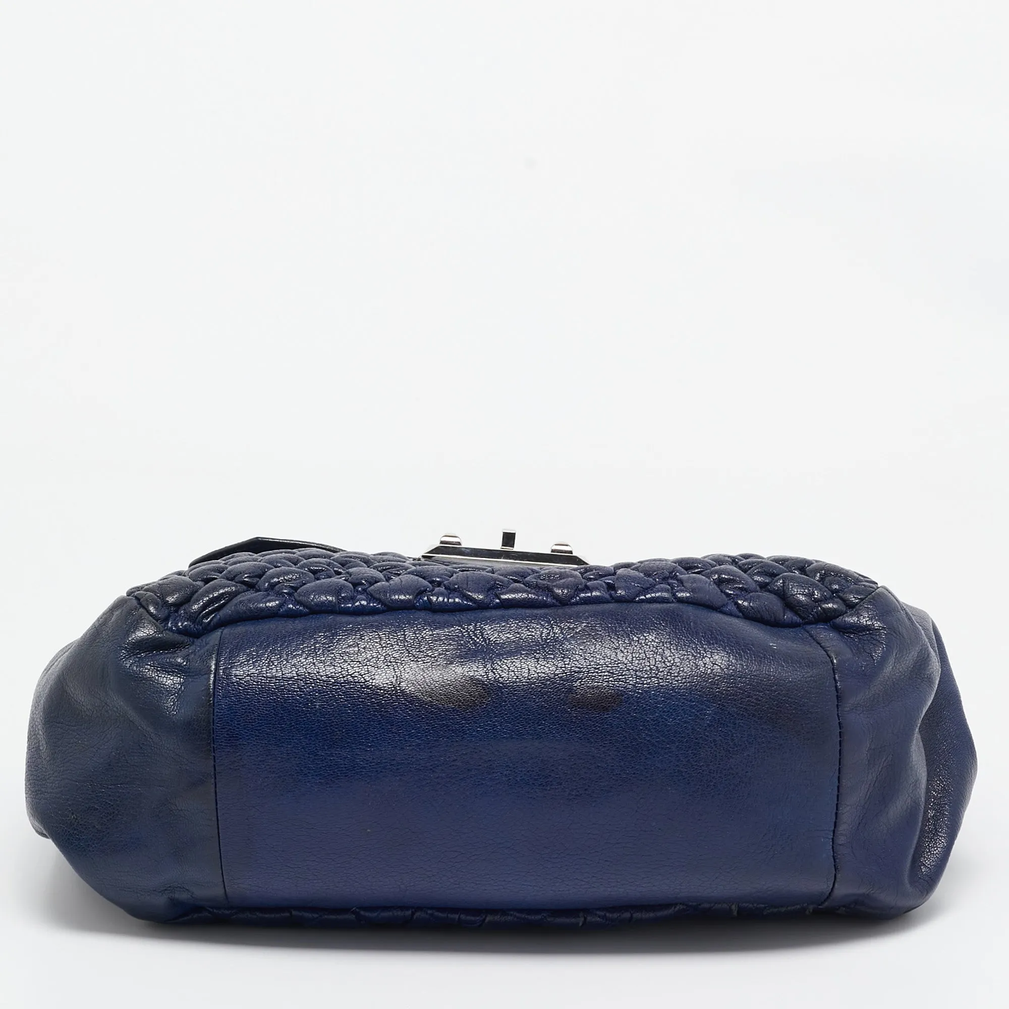 ALEXANDER MCQUEEN Navy Blue Quilted Leather Chain Flap Bag