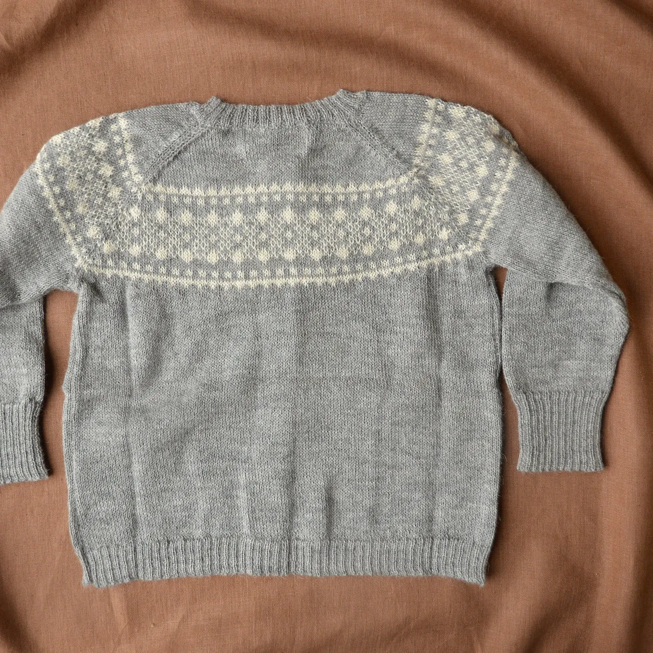 Alpine Cardigan - 100% Baby Alpaca - Grey/Cream (18m-8y)