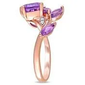 Amethyst &  Diamond Leaf Ring