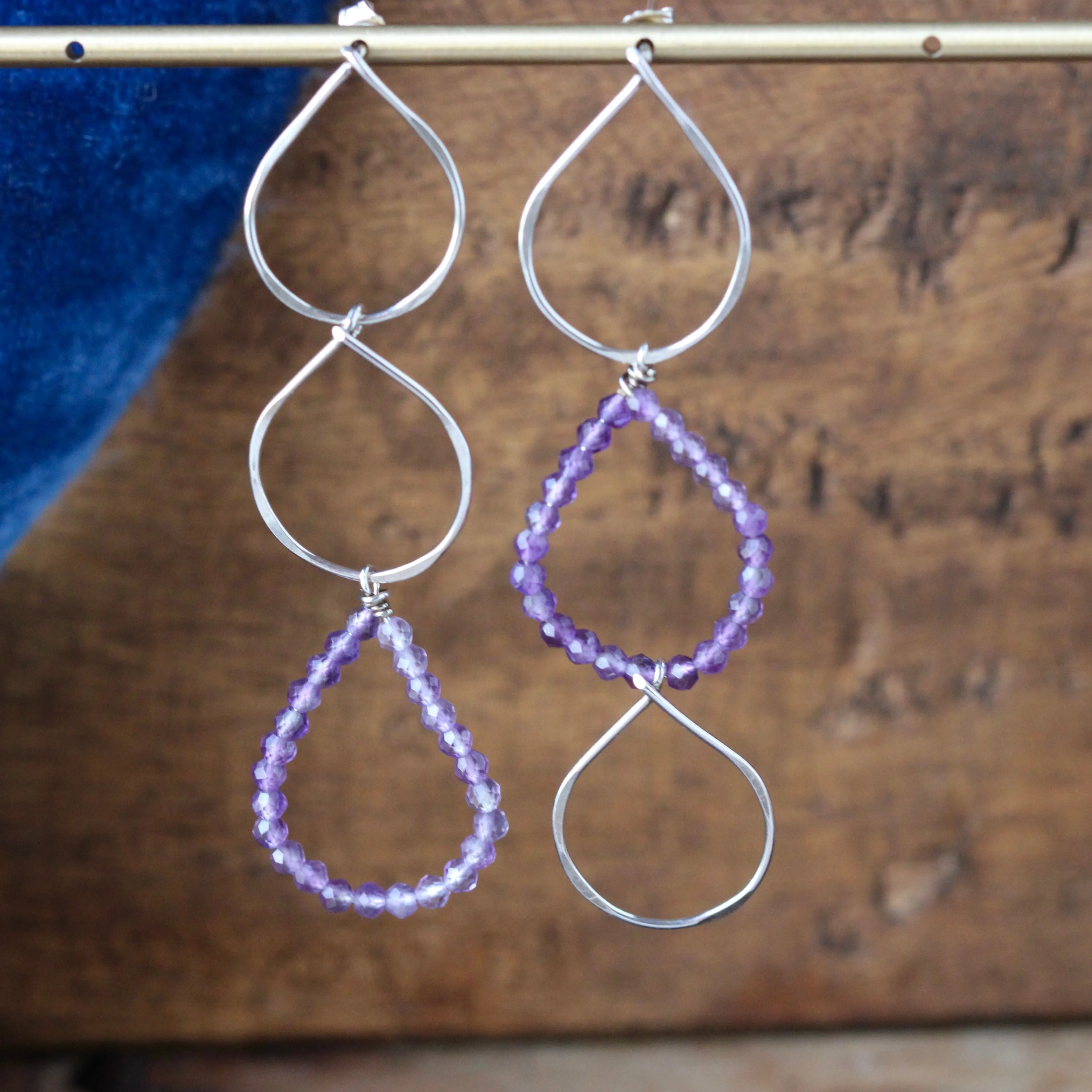 Amethyst Petal Drop earrings