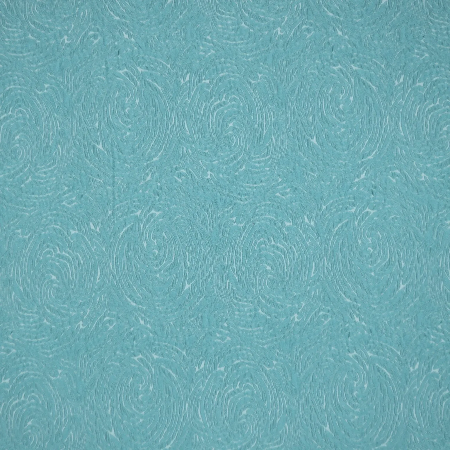 Aqua and White Double Face Reversible Abstract Textured Brocade Fabric