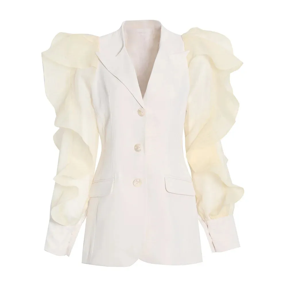 Asymmetrical Slim Blazer For Women Notched Collar Long Sleeve Single Breasted Solid Blazers Female Clothes