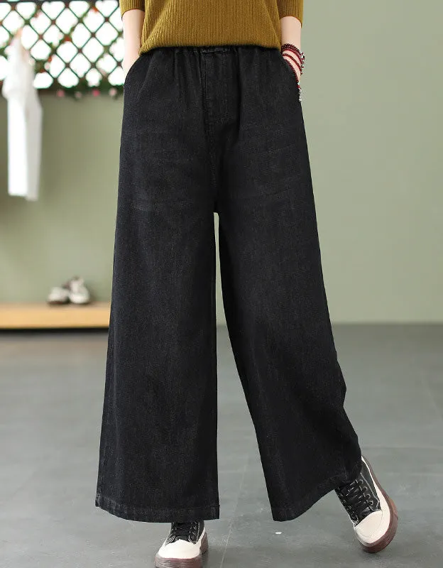 Autumn Simple Wide Leg Denim Pants