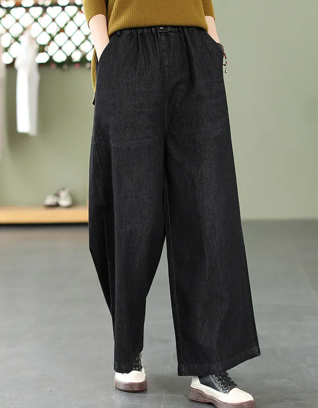 Autumn Simple Wide Leg Denim Pants