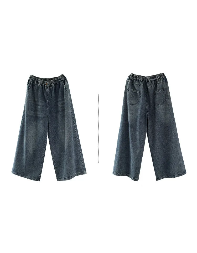 Autumn Simple Wide Leg Denim Pants