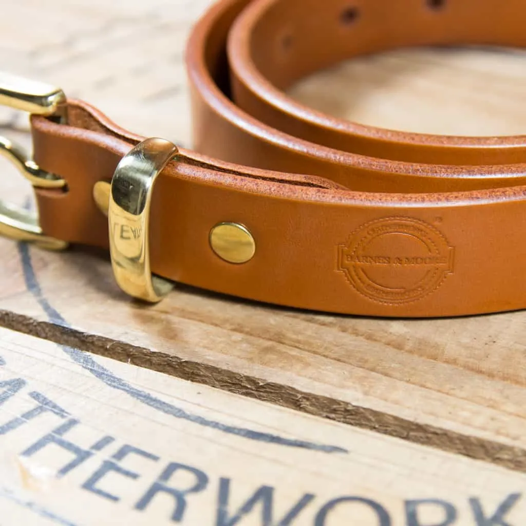 Barnes & Moore Slim Belt - Harness Tan/Brass