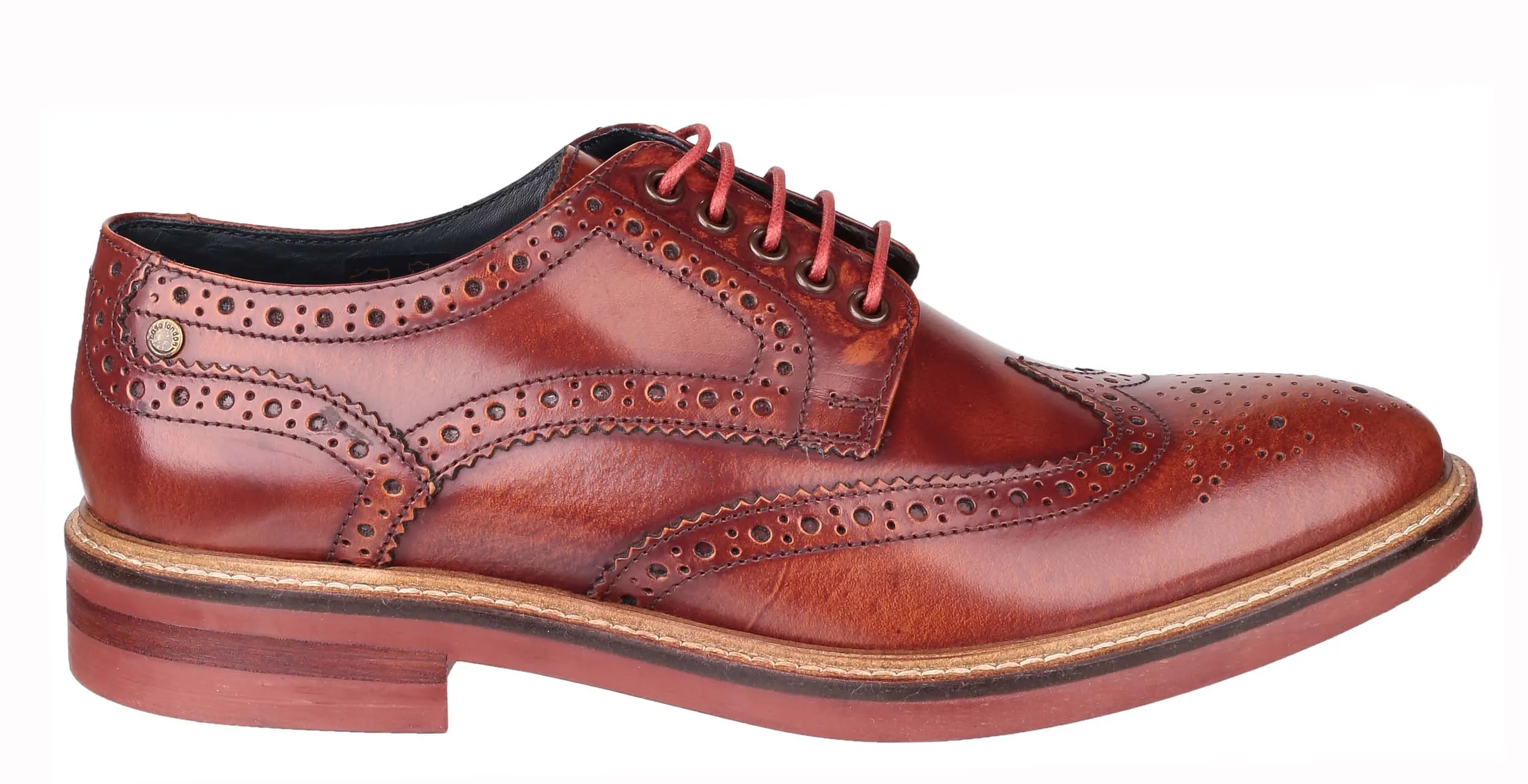 Base London Woburn Mens Brogue Detail Hi Shine Lace Up Shoe