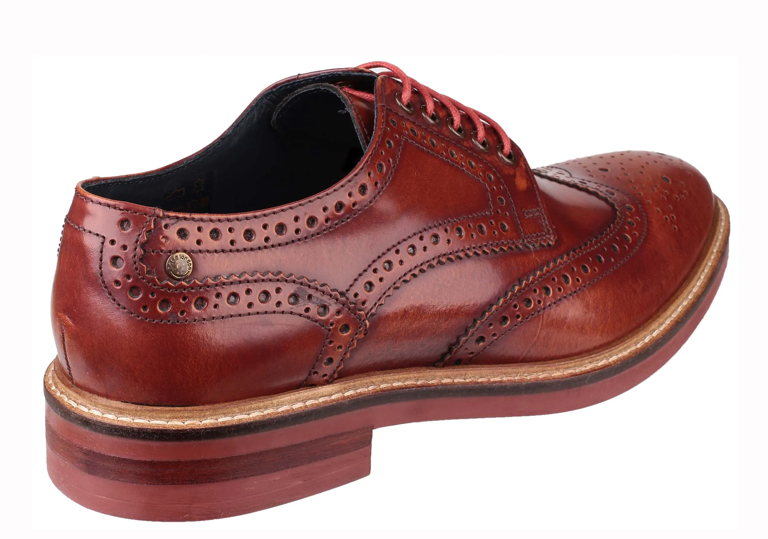 Base London Woburn Mens Brogue Detail Hi Shine Lace Up Shoe