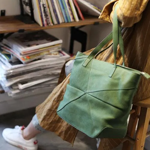 Best Fashion Green Womens Leather Tote Bags Medium Shoulder Tote Bag Purse for Ladies