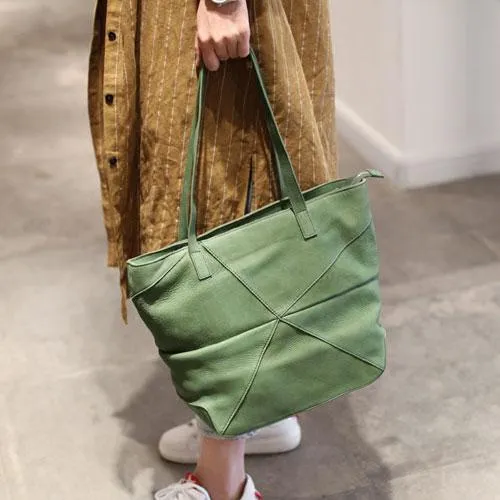 Best Fashion Green Womens Leather Tote Bags Medium Shoulder Tote Bag Purse for Ladies