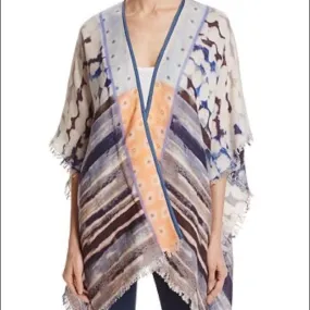 BL-NK Multi-Color Ivory, Navy Blue, Orange, Veeransa Abstract Print Wrap, NWT!!