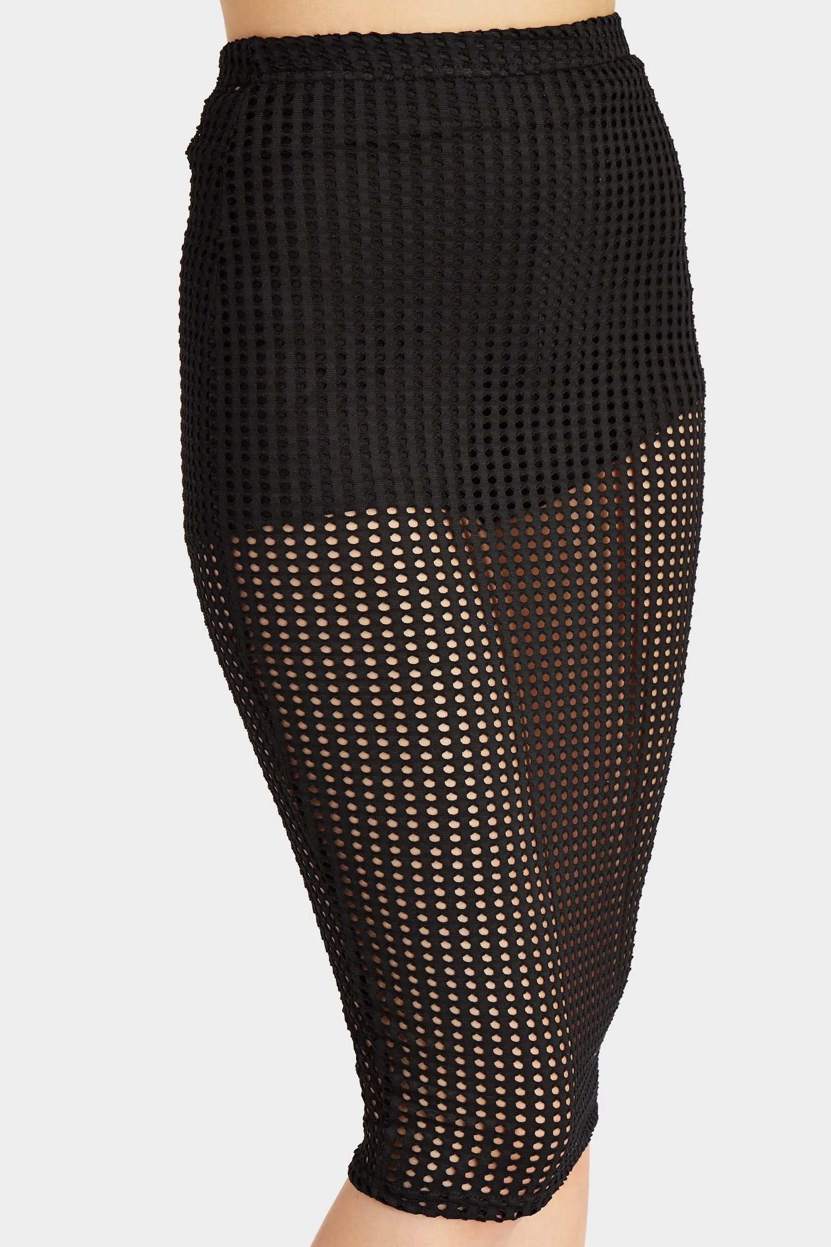 Black Jumbo Fishnet Midi Skirt