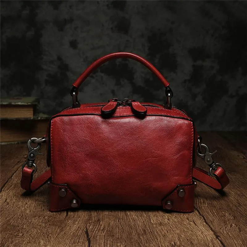 Black Leather Satchel Handbags Womens Red Satchel Small Crossbody Bag for Ladies