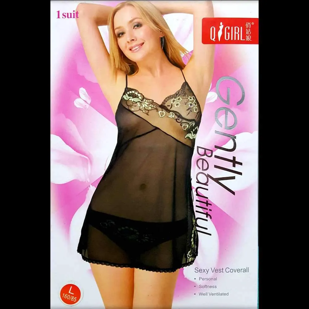 Black Transparent See Through Short Nighty - Q Girl