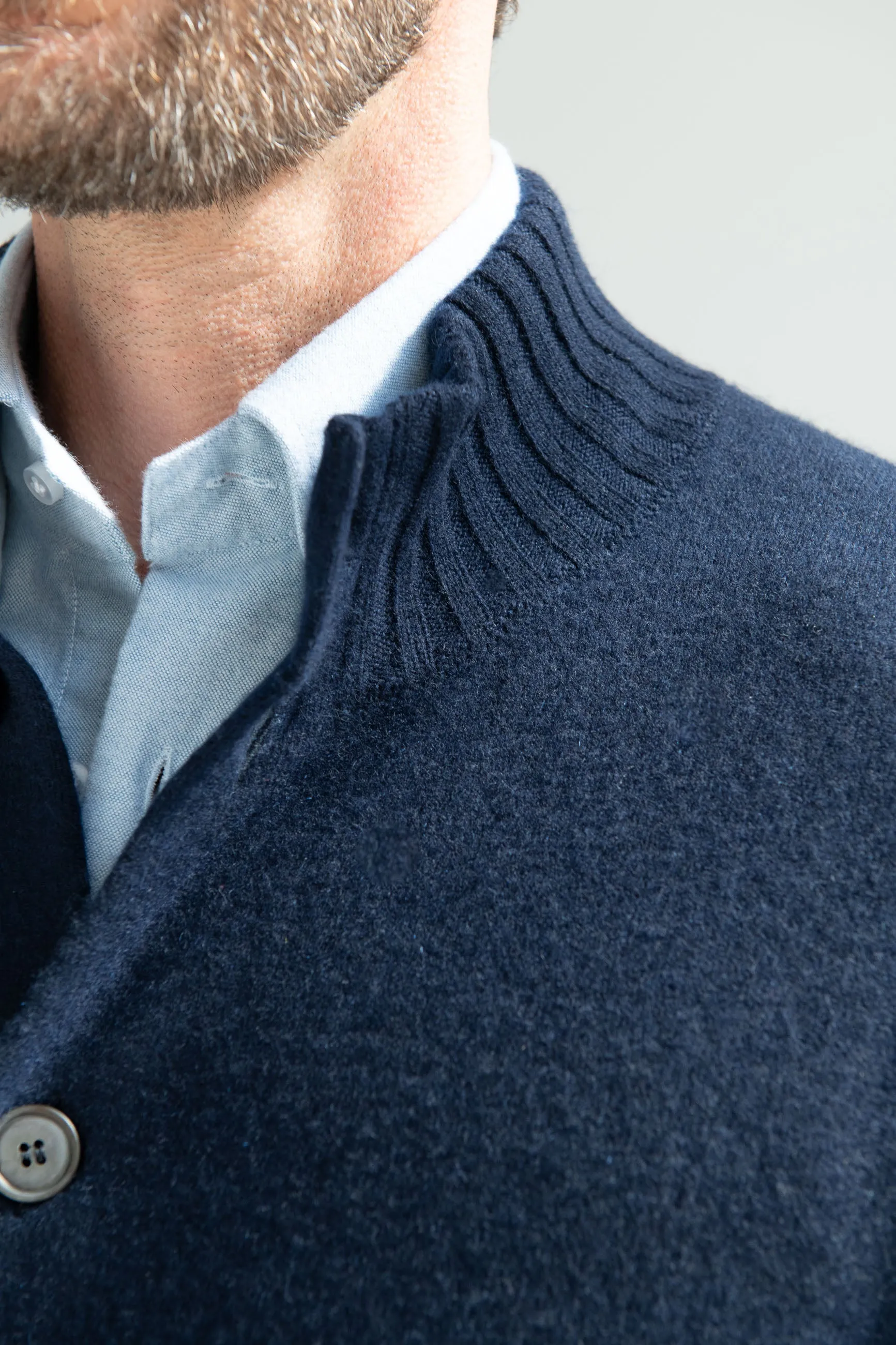 Blue Cashmere Knitted Bomber – Made in Italy