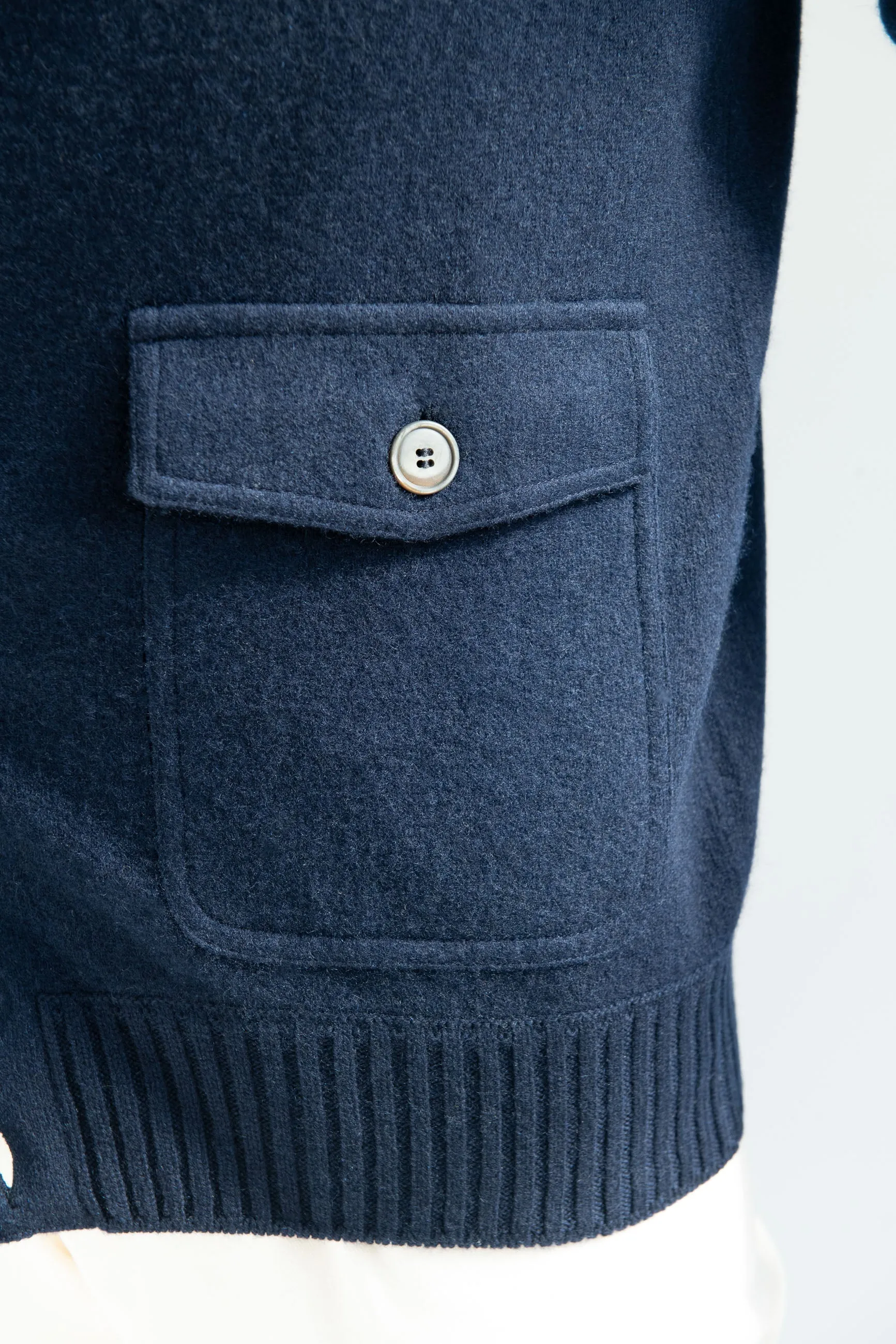 Blue Cashmere Knitted Bomber – Made in Italy