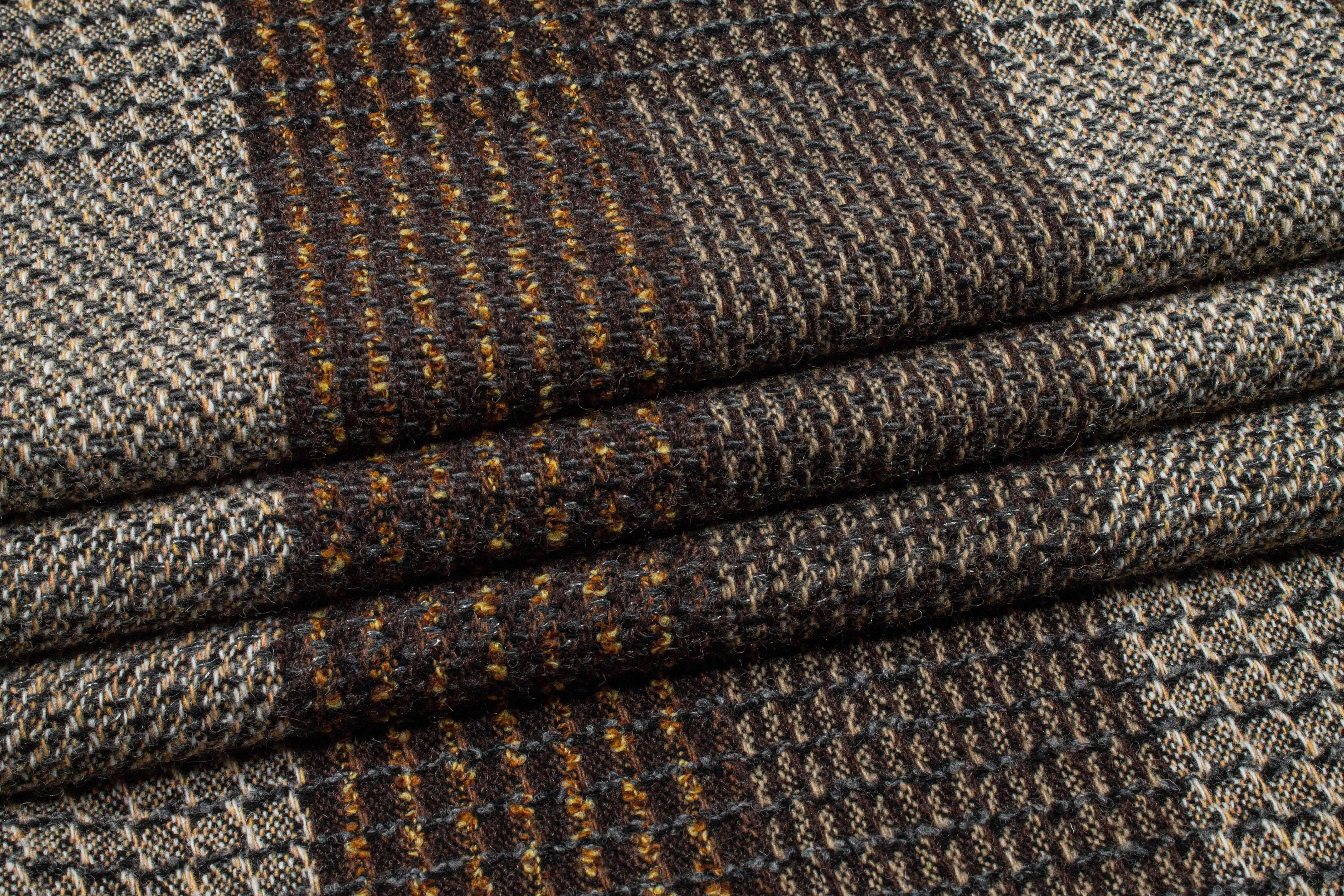 Brown Checked Wool Tweed