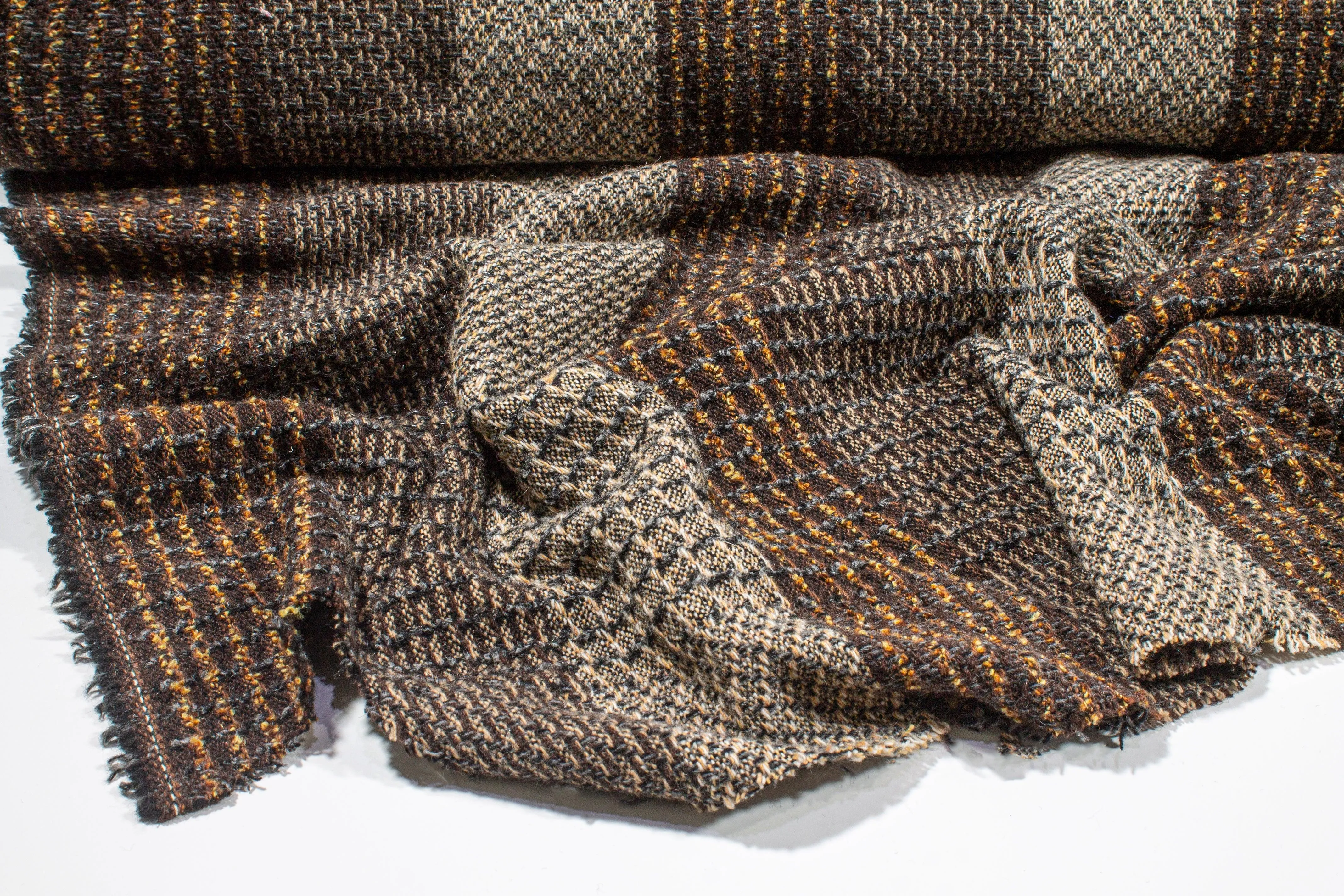 Brown Checked Wool Tweed