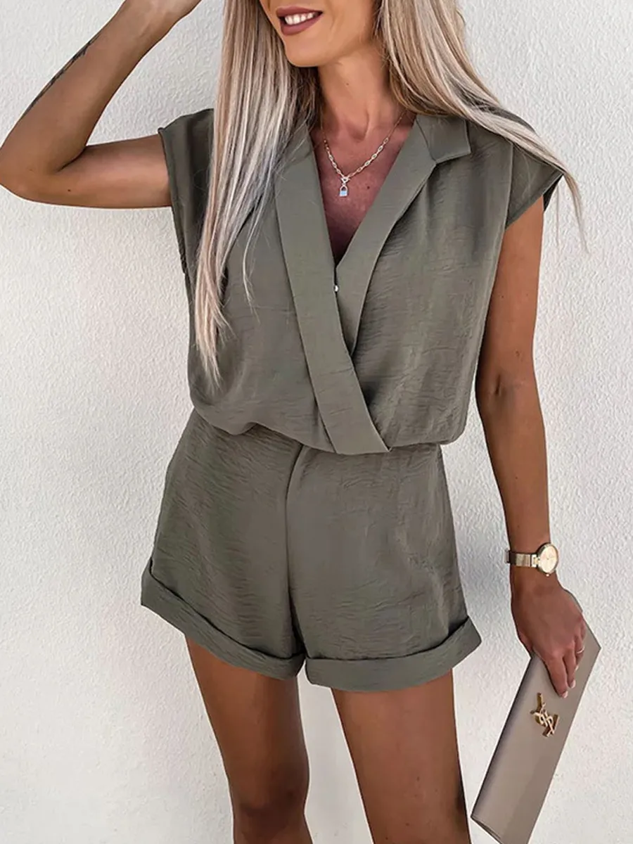 Cake For Breakfast Lapel Neck Romper