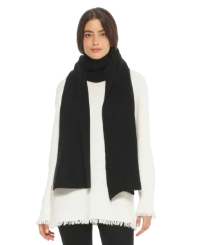 Cashmere & Wool Chunky Ribbed Scarf Black