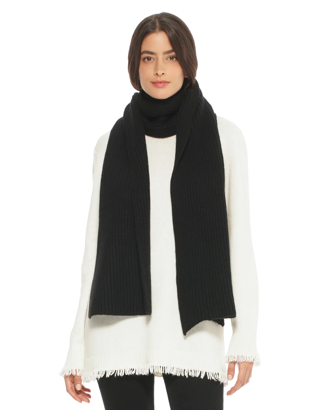 Cashmere & Wool Chunky Ribbed Scarf Black