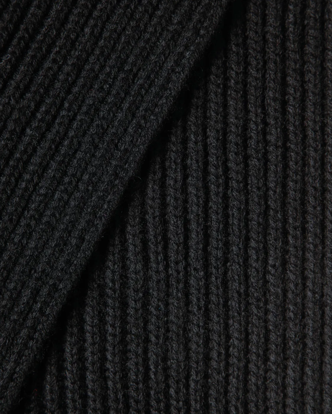 Cashmere & Wool Chunky Ribbed Scarf Black