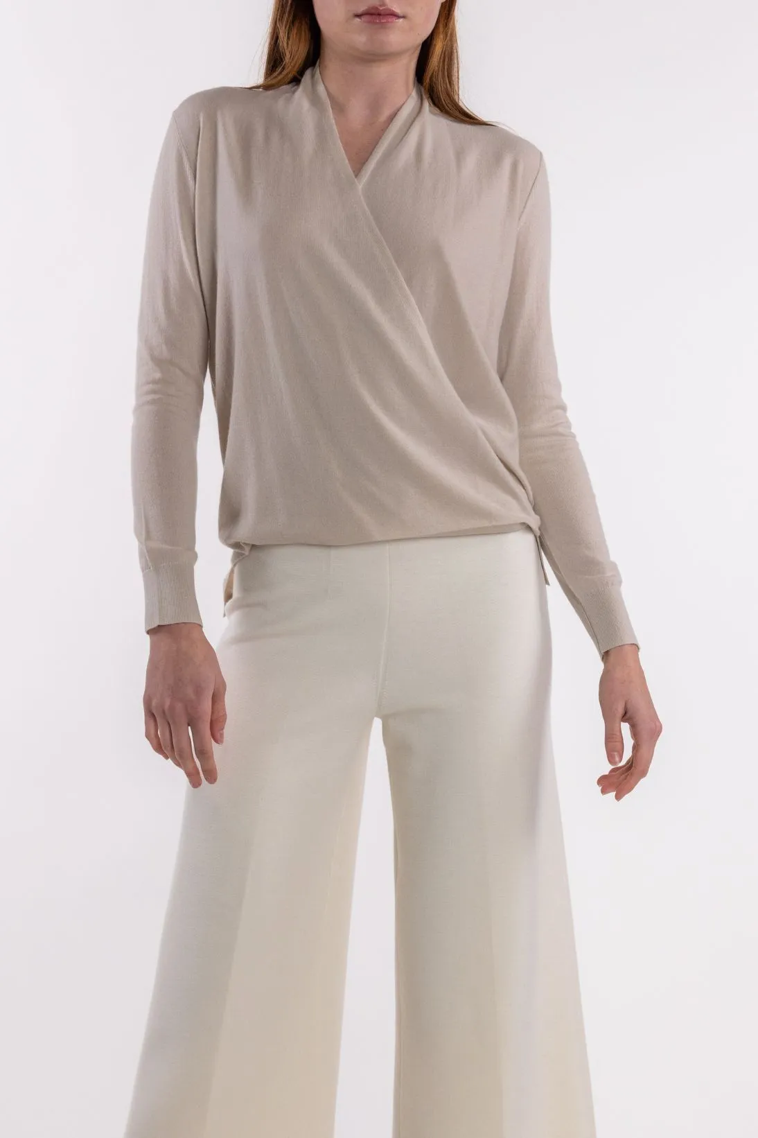 CASHMERE CROSS DRAPE TOP