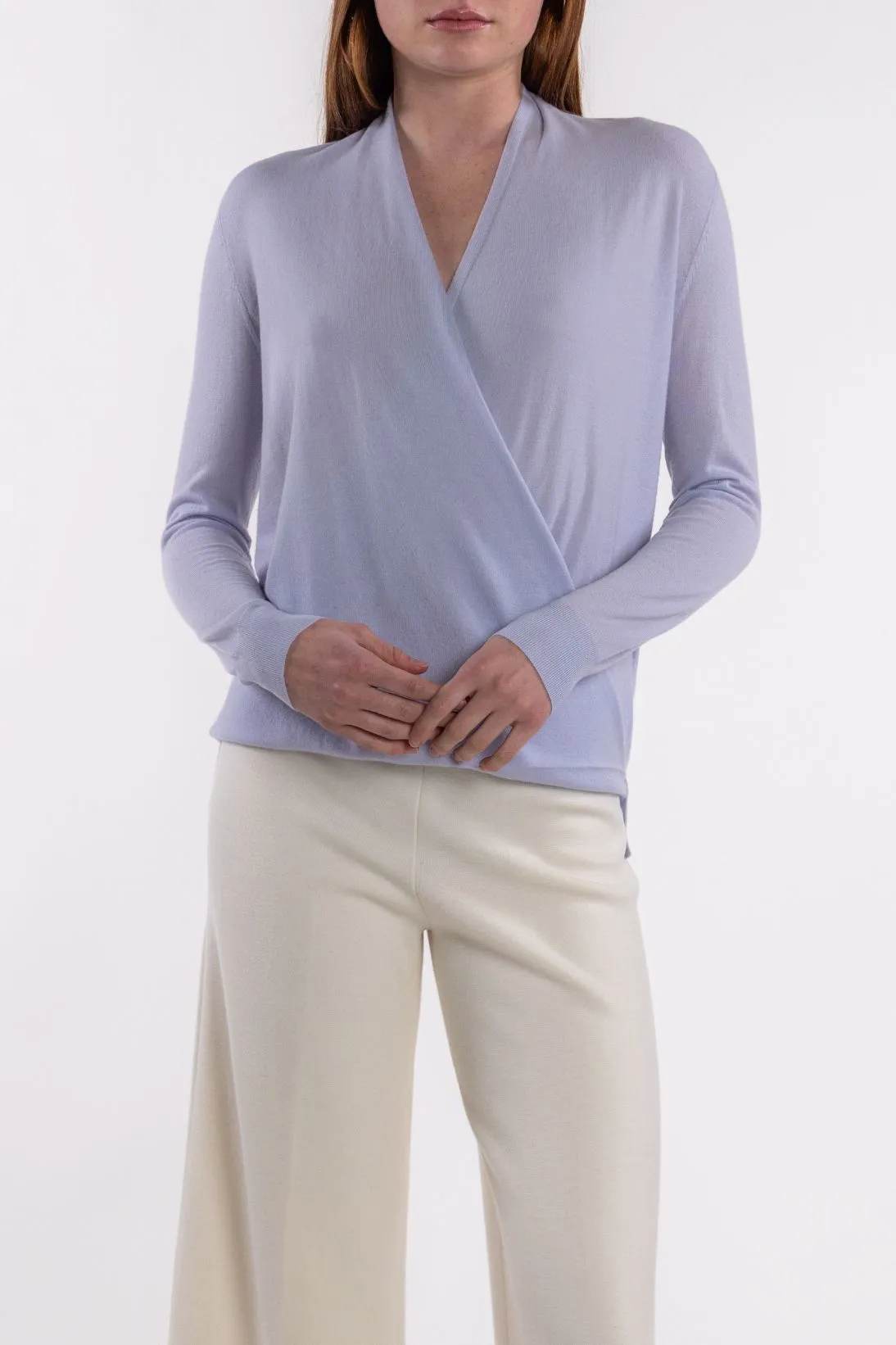 CASHMERE CROSS DRAPE TOP