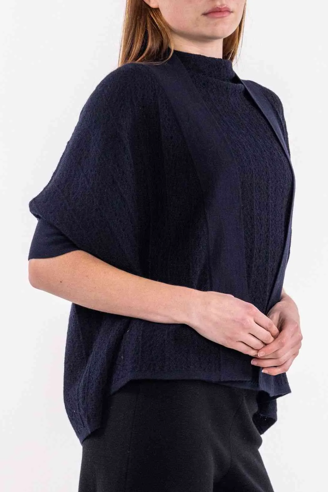 CASHMERE MESH STITCH CARDIGAN