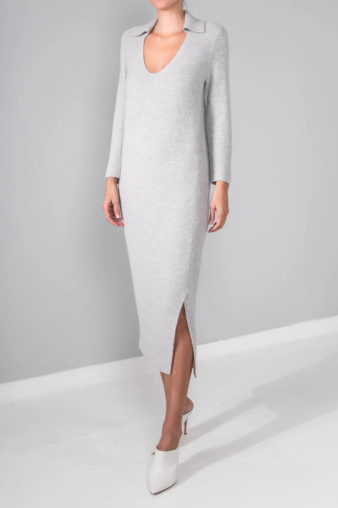 CASHMERE RIB POLO DRESS