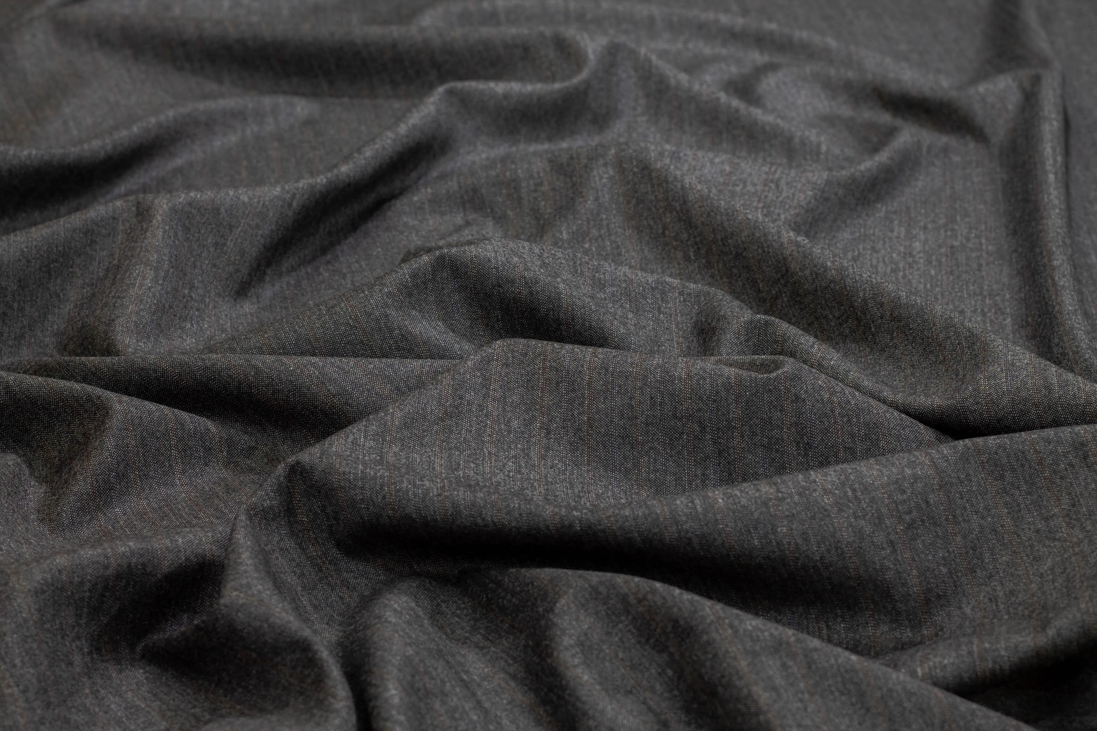 Charcoal Gray Striped Italian Wool