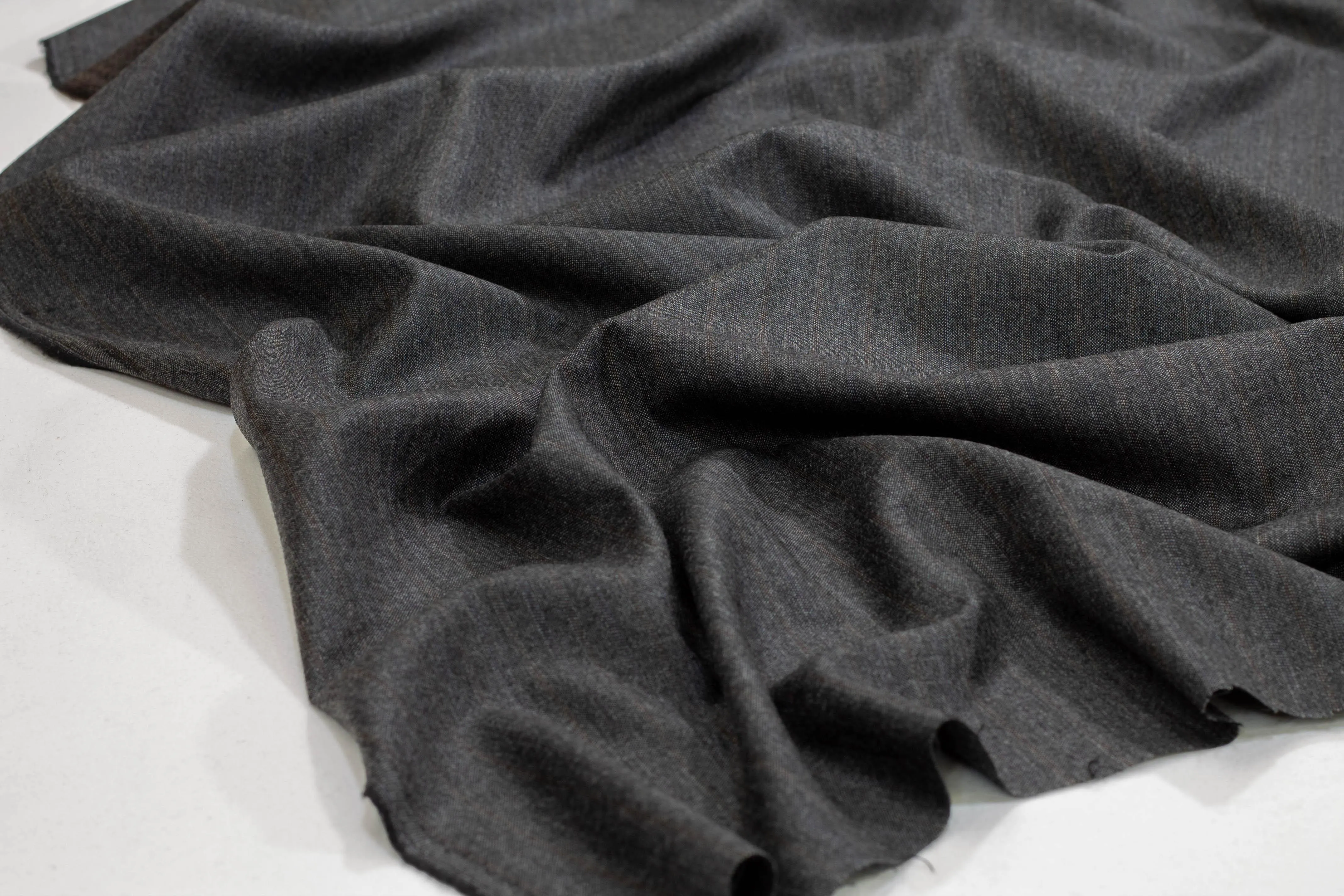 Charcoal Gray Striped Italian Wool