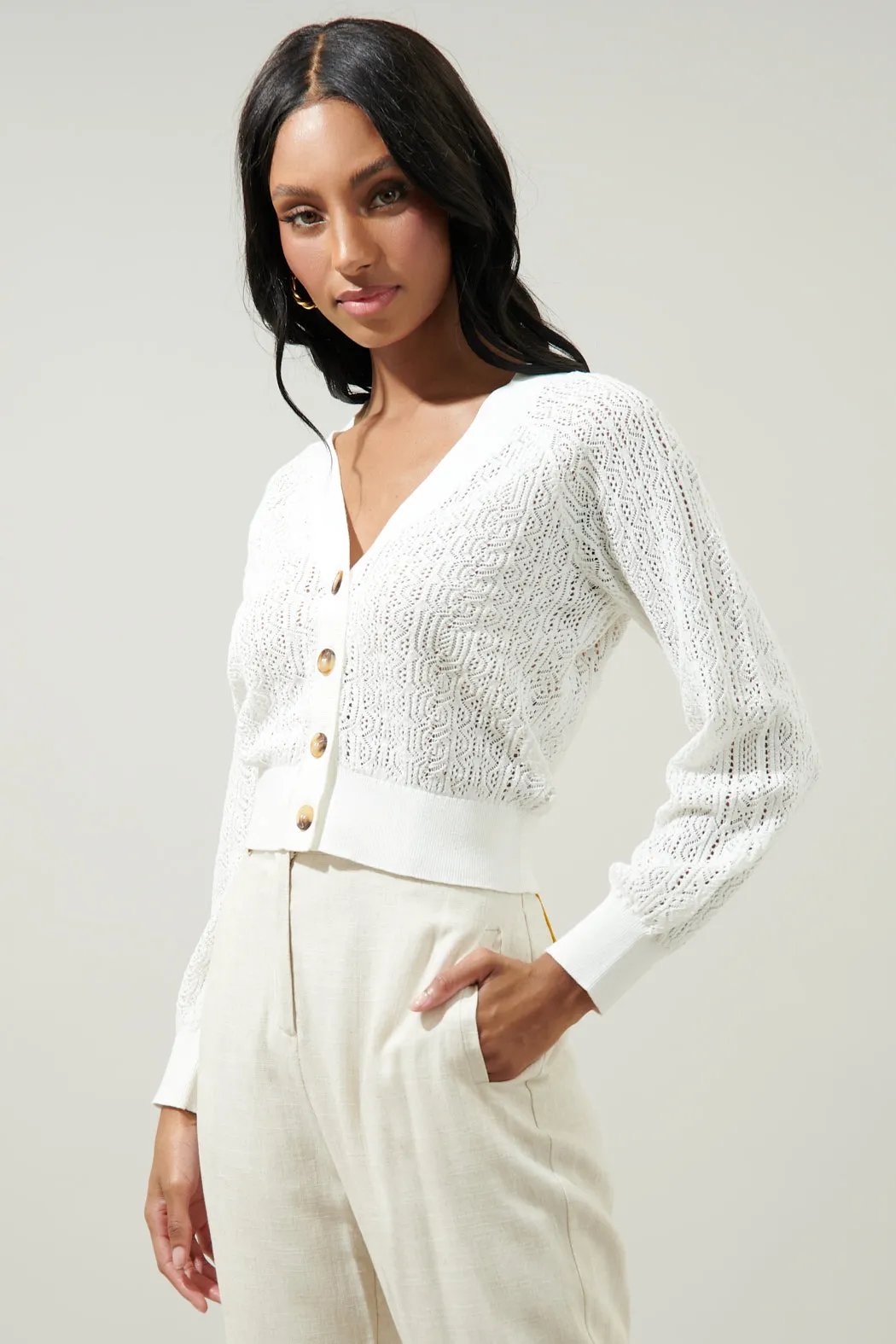 Chasing Waves Pointelle Knit Cardigan