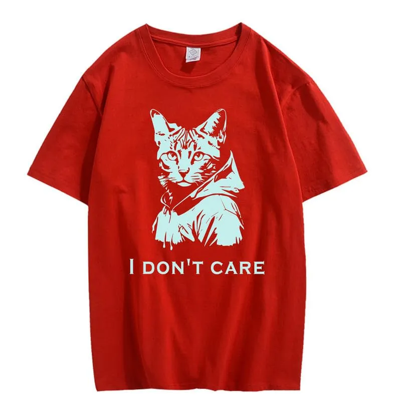 CORIRESHA Unisex Cute Cat Print Crew Neck Short Sleeve Casual Letter Cotton T-Shirt