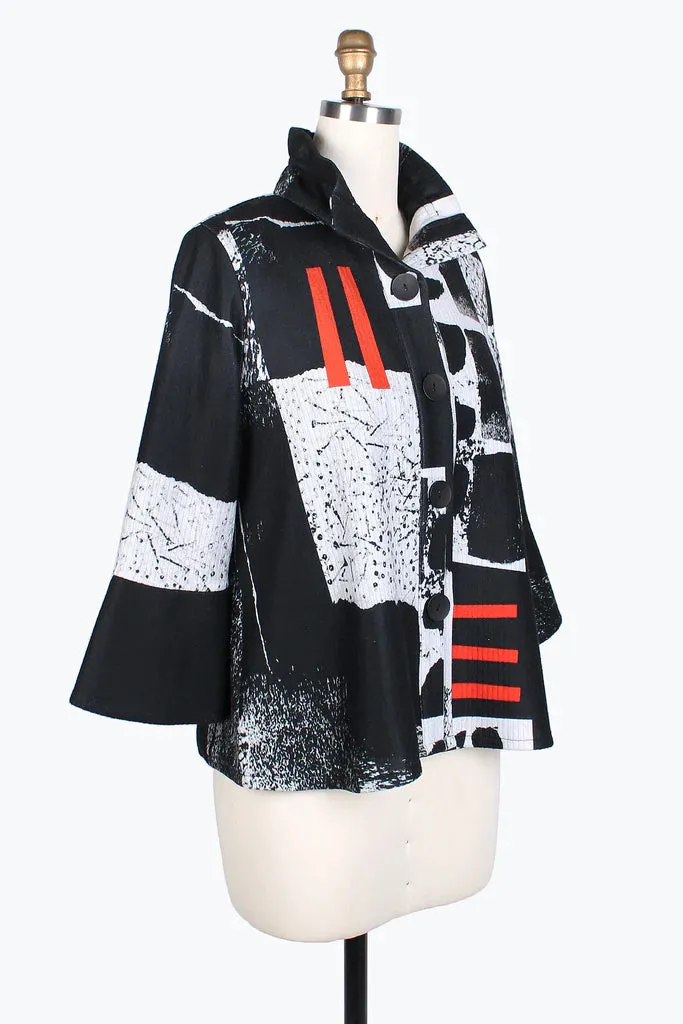 Damee Abstract Collage Ribbed Jacket 4772-BLK