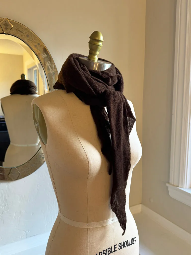 Dark Brown Diamond Classic Knit Cashmere Scarf