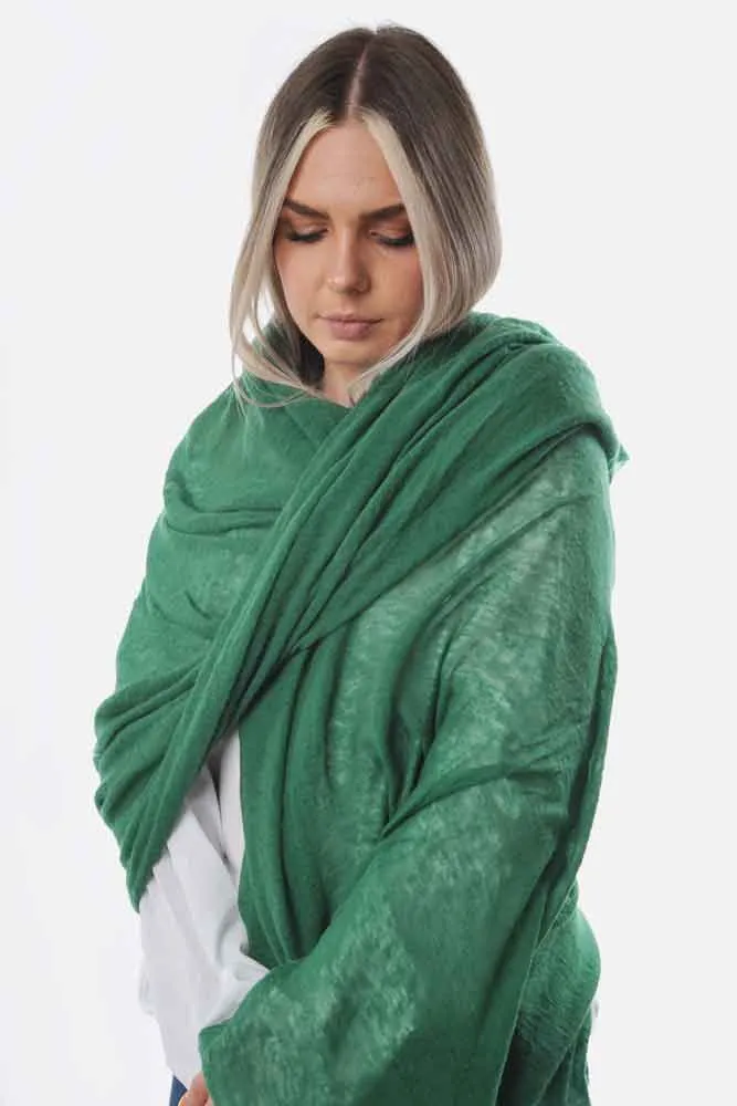 Deep Green Classic Knit Cashmere Stole