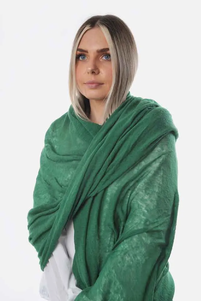 Deep Green Classic Knit Cashmere Stole