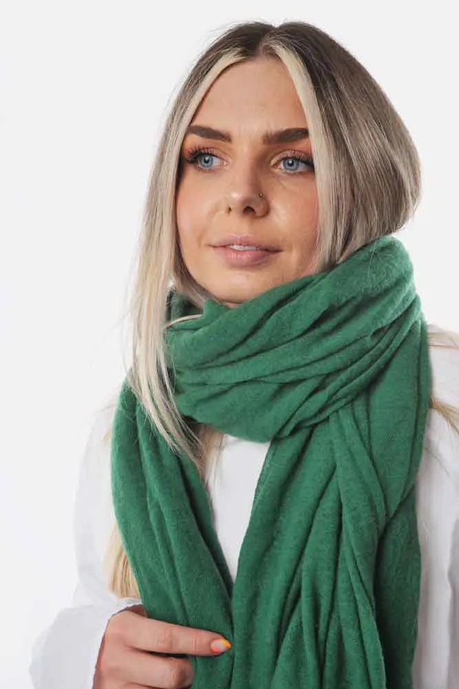 Deep Green Classic Knit Cashmere Stole