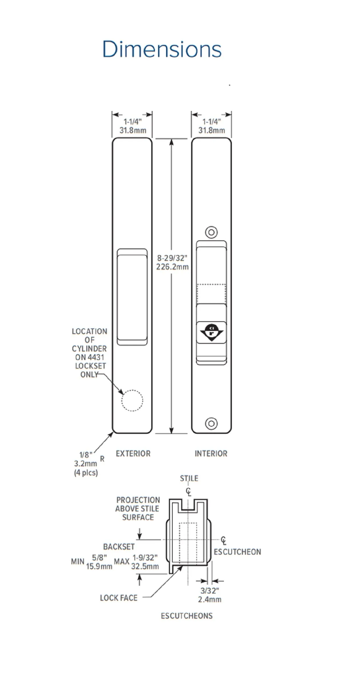 (DH-391-B) Adams Rite Flush Mount Handle No Mortise Lock, Black