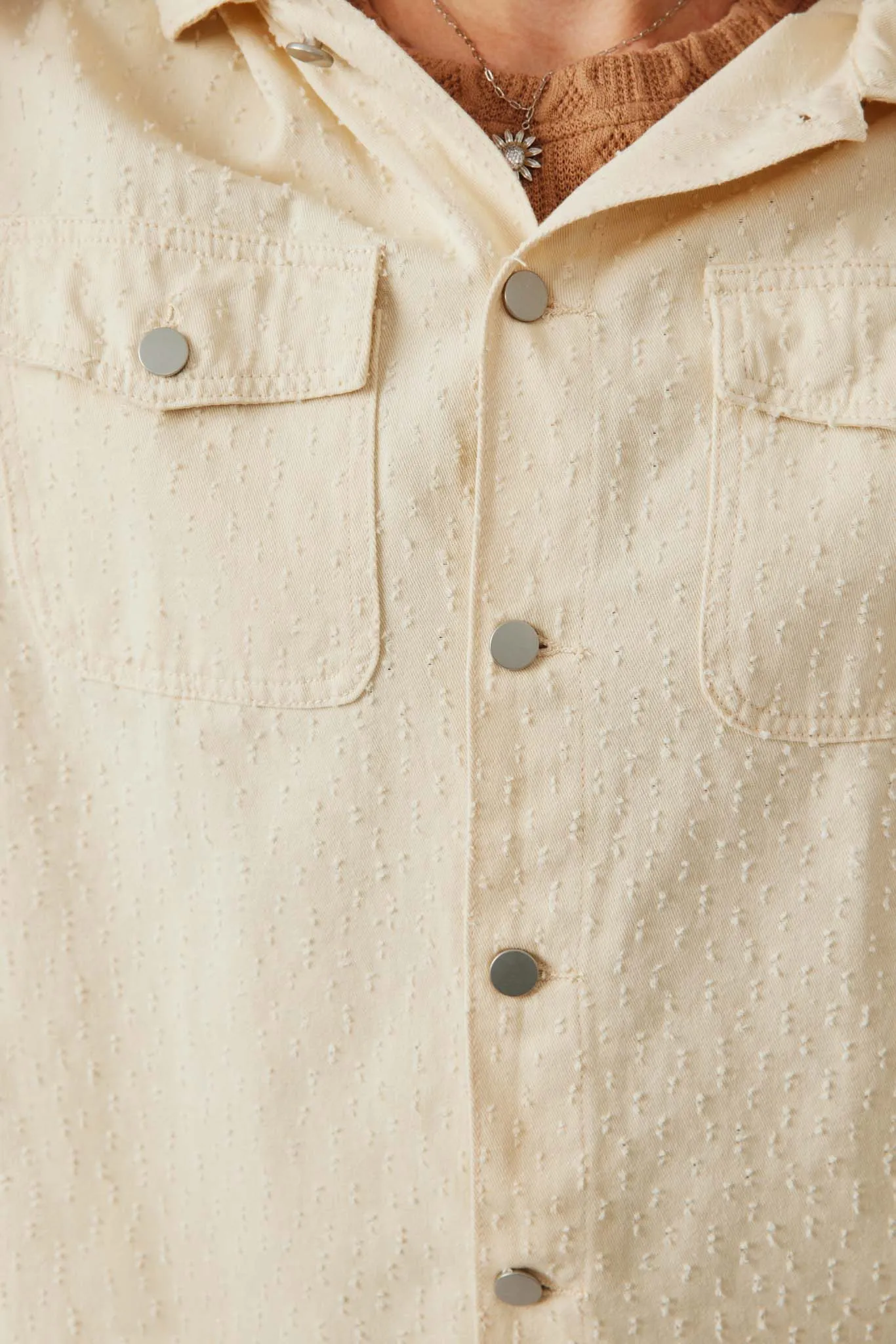 Distressed Detail Button Up Shacket