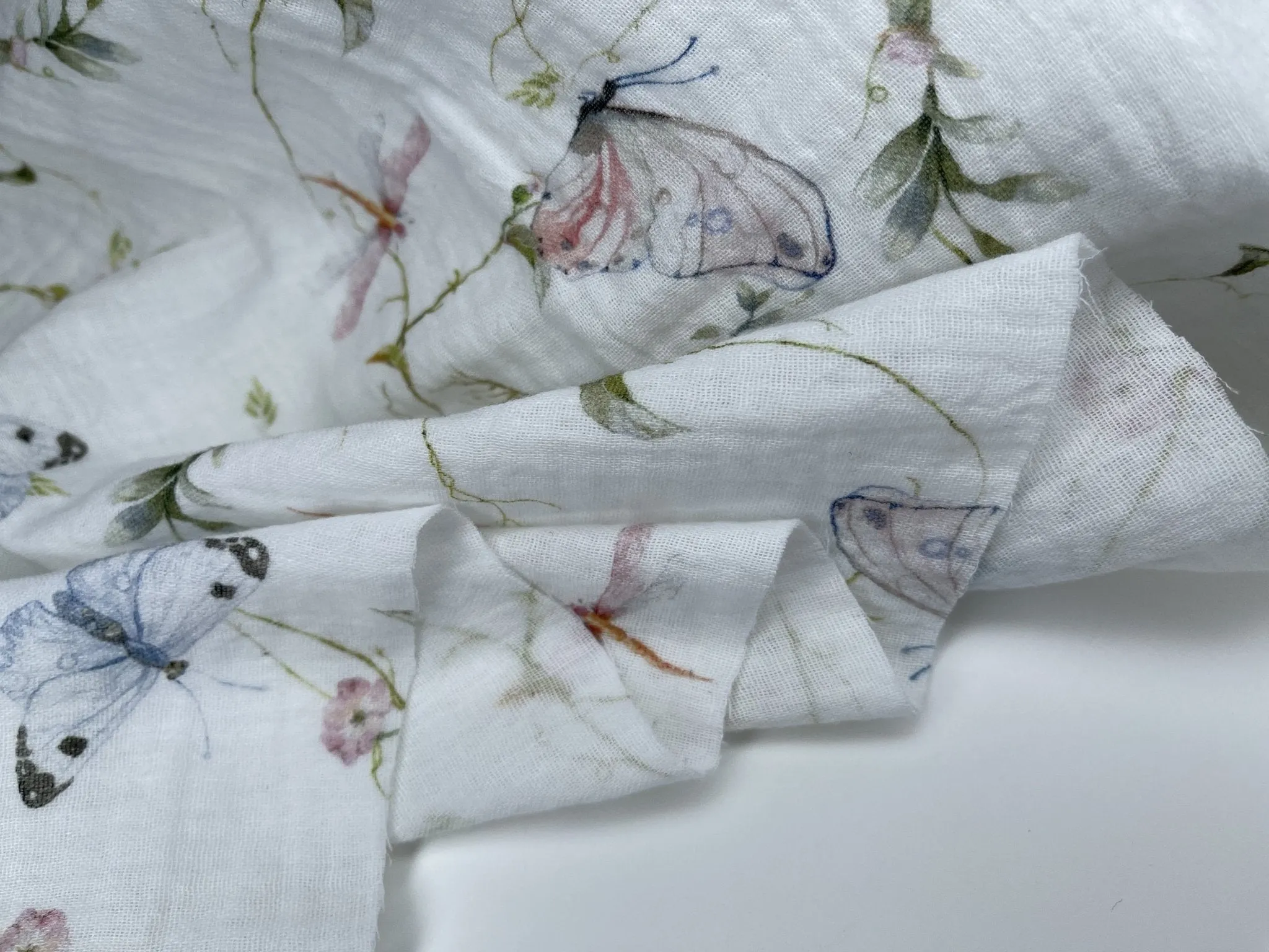 Double layered gauze muslin digital flowers print