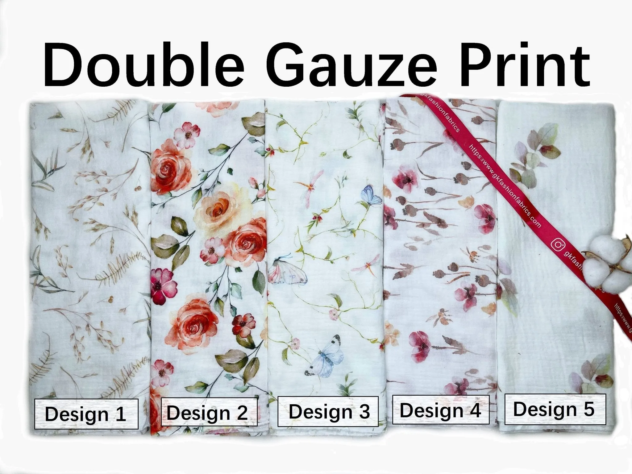 Double layered gauze muslin digital flowers print